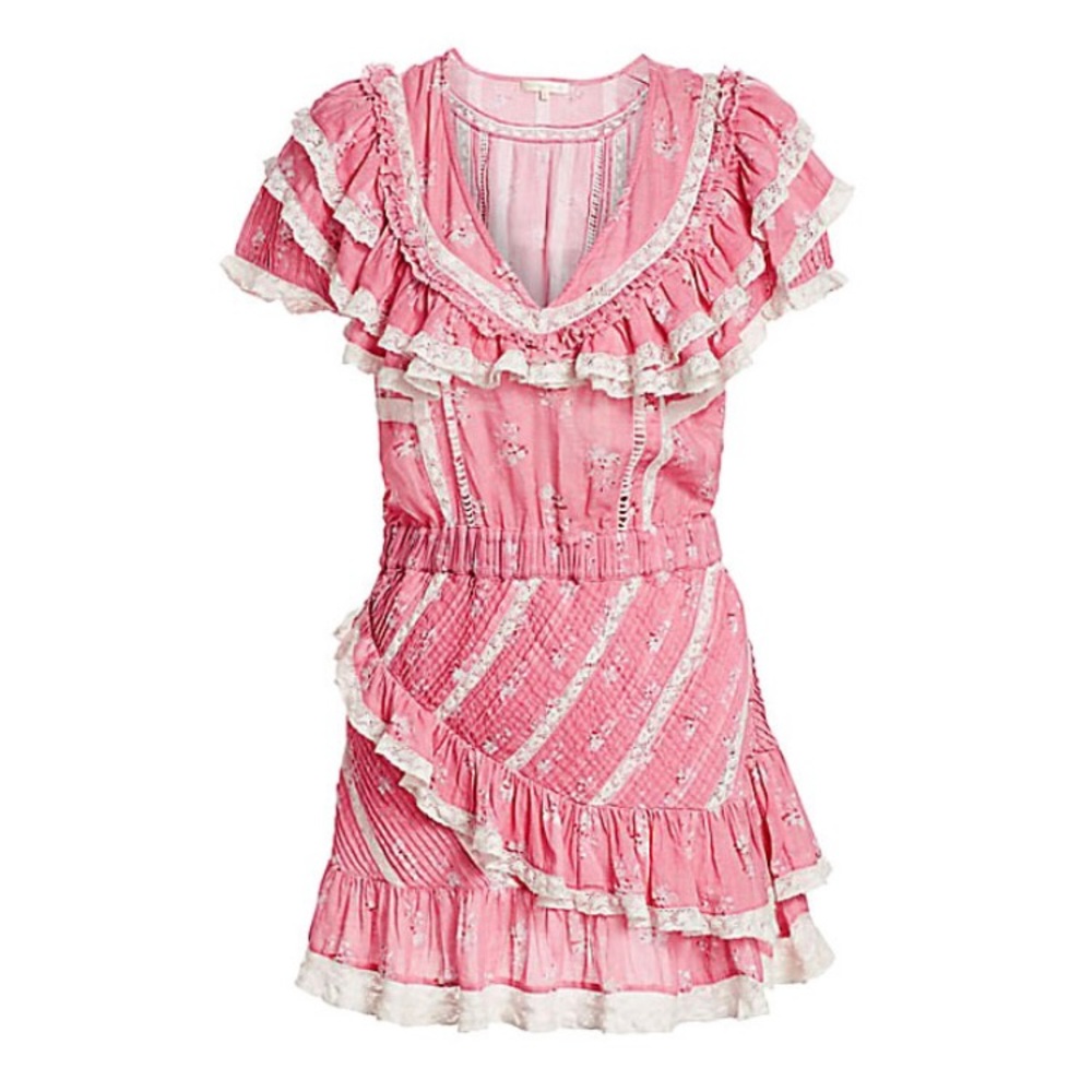 LoveShackFancy Dress Bonita Mini Pink Jam